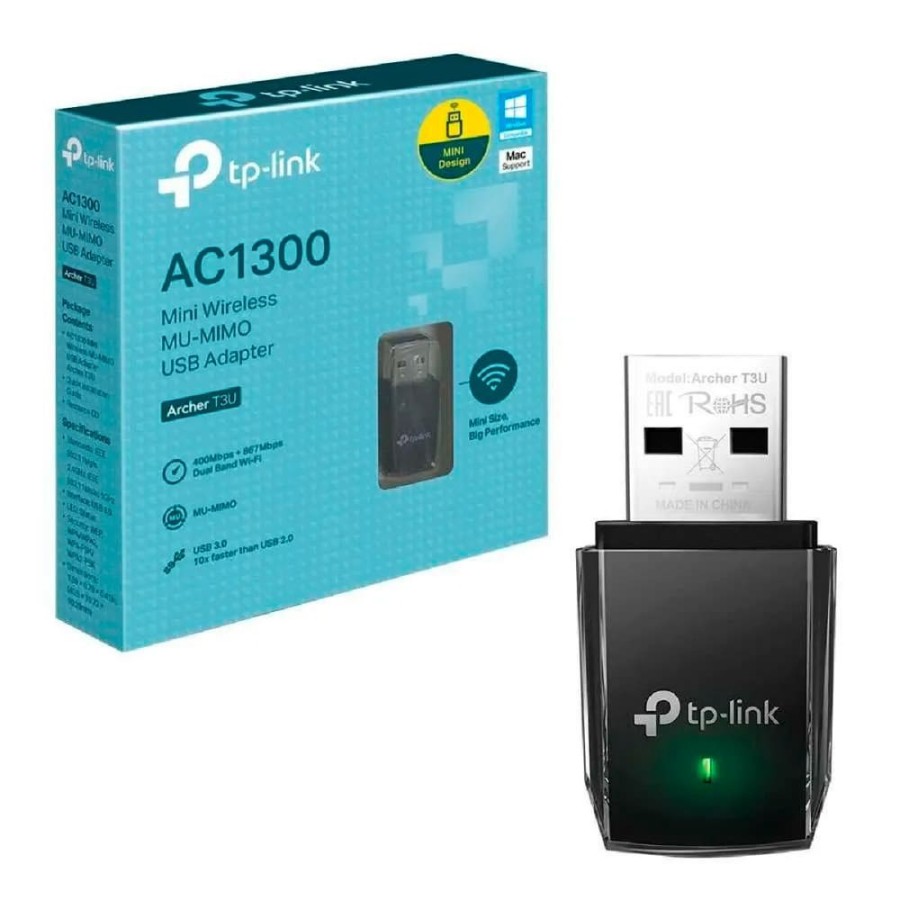 Mini Adaptador USB TPLINK Inalámbrico Doble Banda AC1300