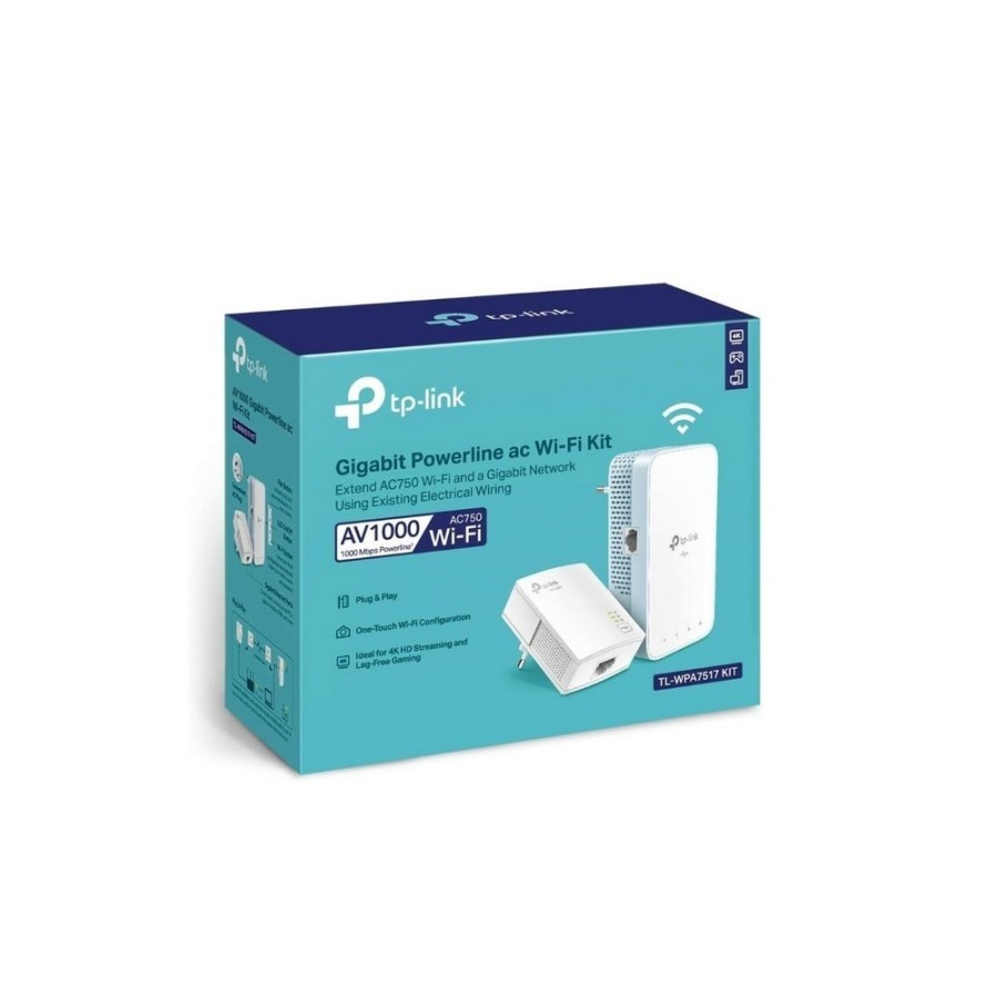 Extensor De Red PowerLine Tplink AV1000 Gigabit AC750 Wi-Fi Kit