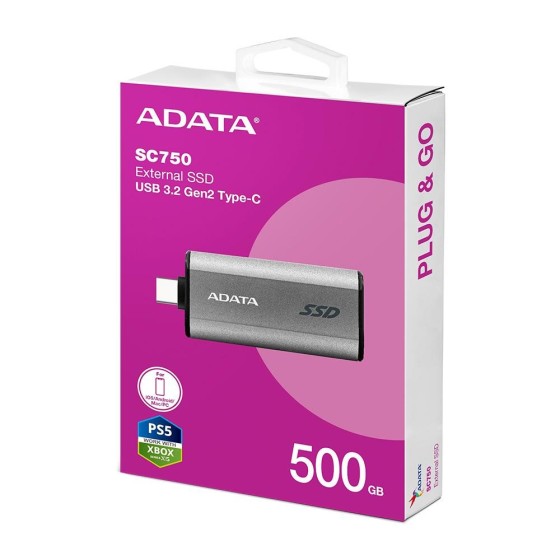 Unidad de Estado Solido ADATA externo 500GB SC750