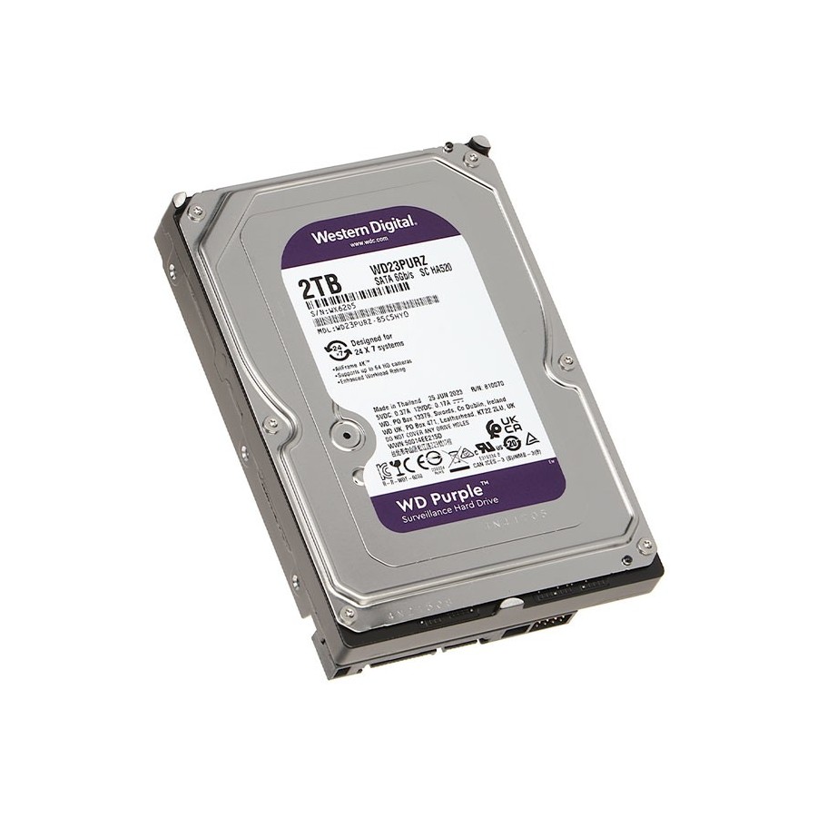 Disco Duro Western Digital PURPLE 2TB 5400RPM SATA 6Gbs Cache 256 MB 3,5in videovigilancia trabajo 24/7